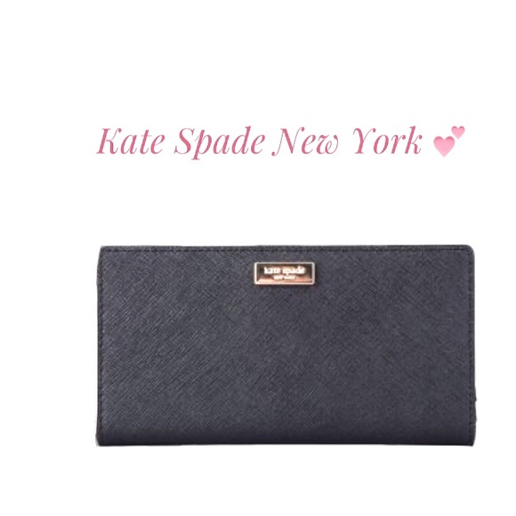 Nwt Kate Spade New York Laurel Way Stacy Clutch Wallet Black Saffiano